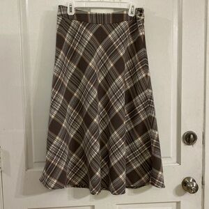 Jones Wear Plaid A-Line Skirt - Brown and Cream